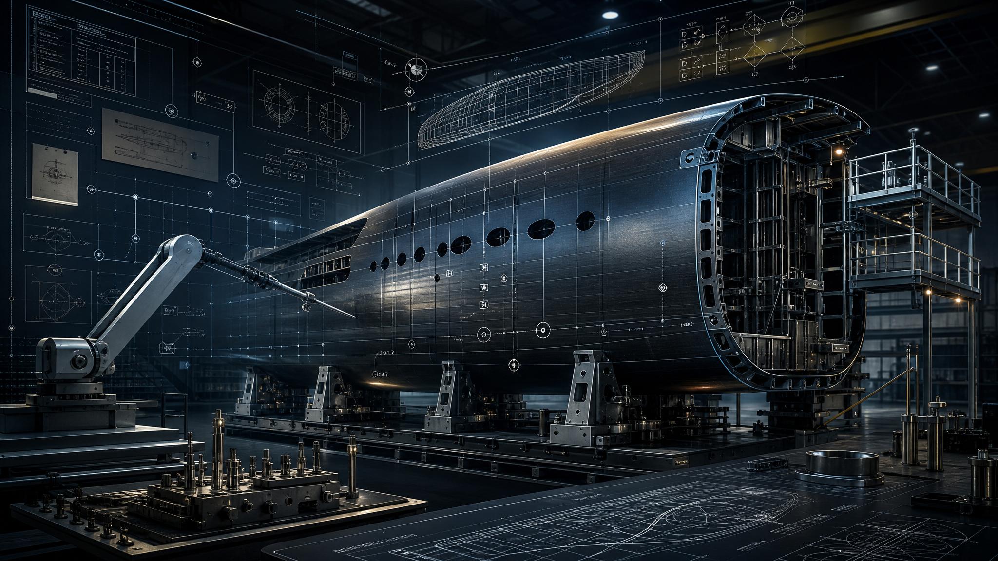 Roman Wroath field note visual on aerospace discipline, configuration control and shipyard operations.