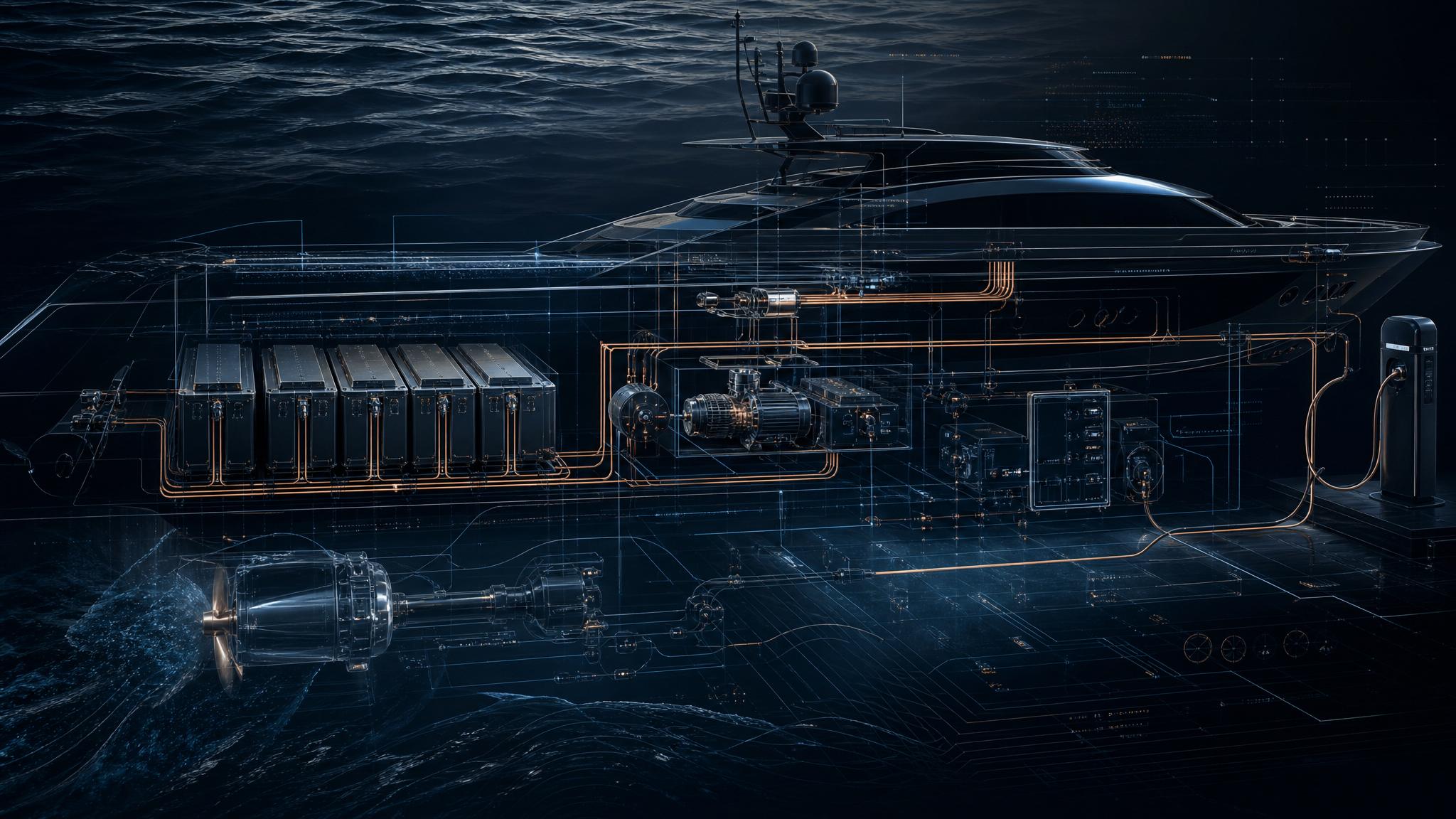 Roman Wroath field note visual on electric boating systems, battery architecture and maritime operating discipline.